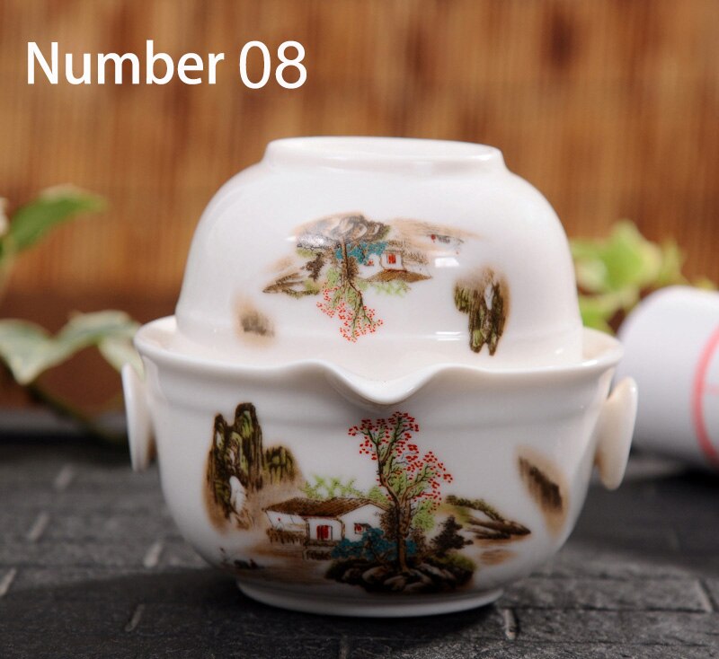 Ceramics Tea set Include 1 Pot 1 Cup, gaiwan,Beautiful and easy teapot kettle,kung fu teaset: Number 08