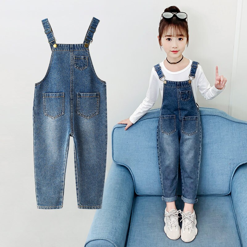 freundlicher Jeans Insgesamt für Mädchen Denim Gurt Gesamt Neue Frühling Herbst freundlicher Baumwolle Hosenträger Hosen