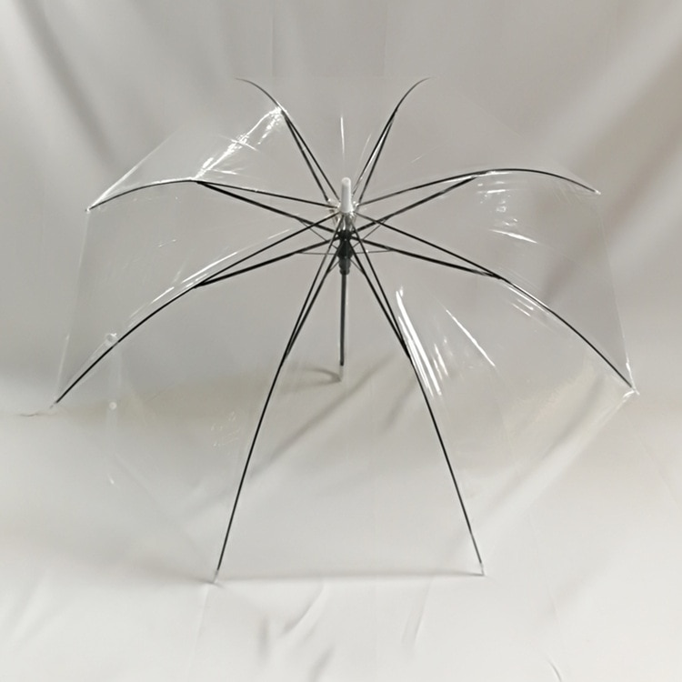 Transparante Lange Steel Paraplu Plastic Poe Transparant Blad Kooi Parasol Paraplu Parasol Vrouwelijke Semi-Automatische Zonnescherm: Default Title