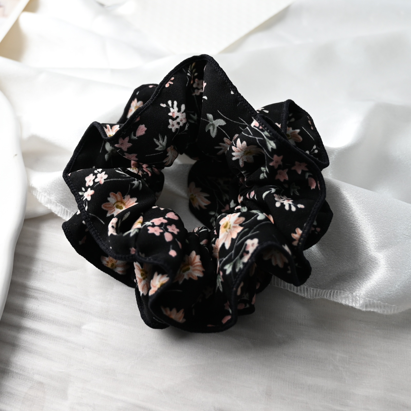 Coleteros grandes Satain de doble tela de seda satinada de estilo coreano, accesorios para el cabello para mujeres, bandas elásticas de alta gama para niñas: Champán