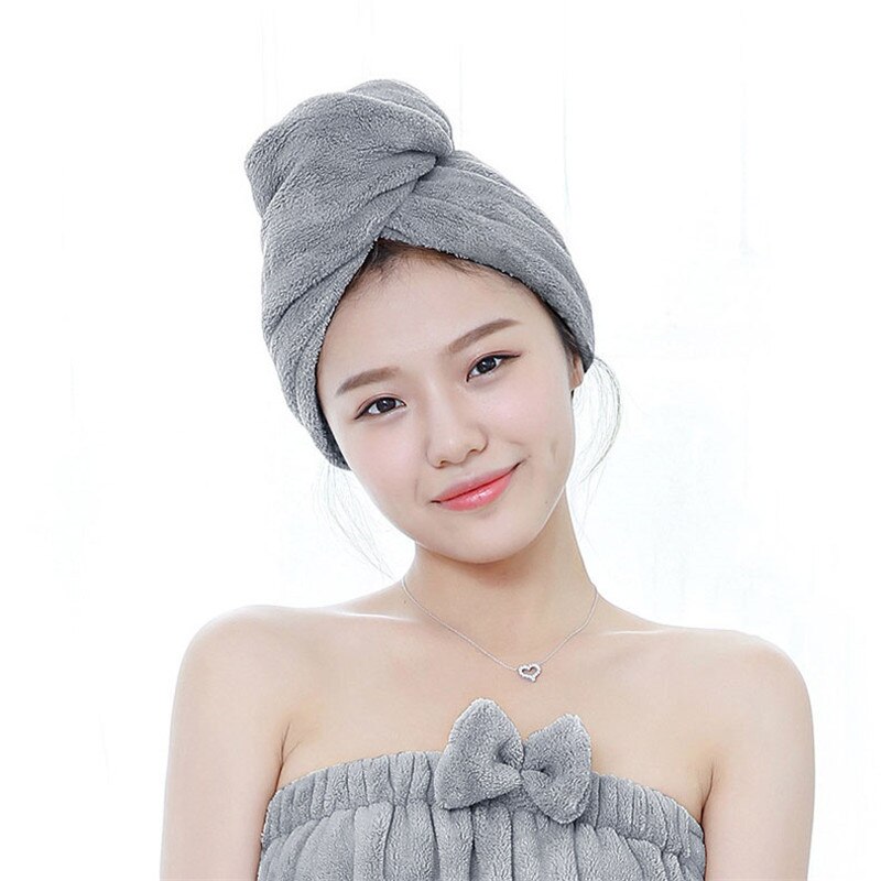 Mikrofaser Schlecht Handtuch Haar Trocken Schnell Trocknend Dame Schlecht handtuch weiche dusche kappe Hütte für Dame mann Turban Kopf wickeln baden Werkzeuge: grau