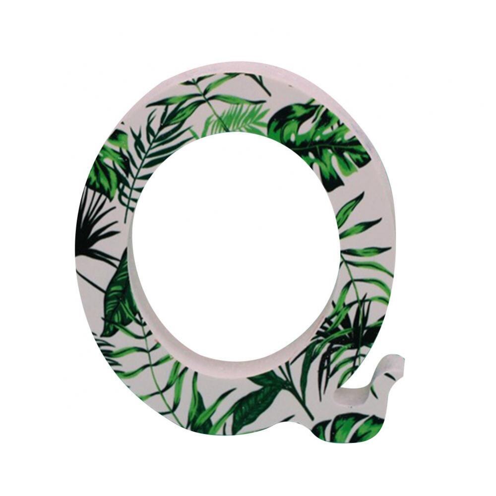 1Pc A to Z Summer White Tropical Plant Wooden Letter English Alphabet DIY wood Art Home Wedding Party Decoration: Q