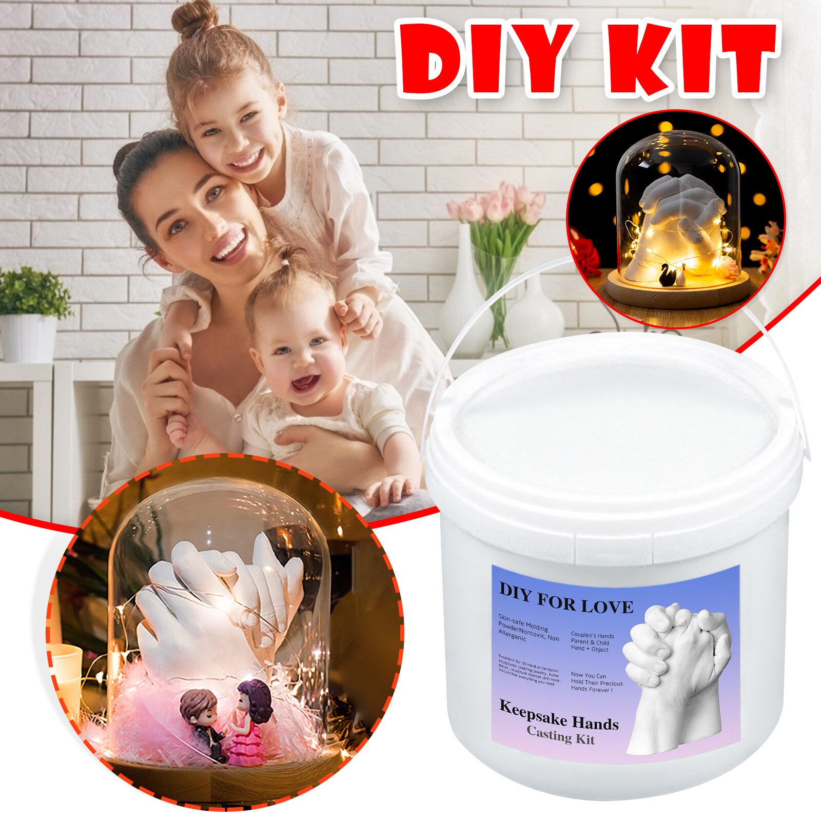 3D Hand Print Foot Casting Keepsake Kit Handprint Footprint Growth Souvenirs Memorial DIY Plaster Statue Molding Kit Keepsake