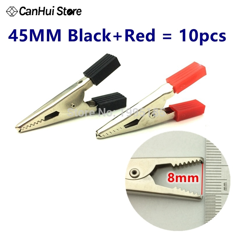 10 stk imc 30/45/50mm plasthåndtak testprobe metallkrokodilleklemmer: 45mm rød-svarte 10 stk