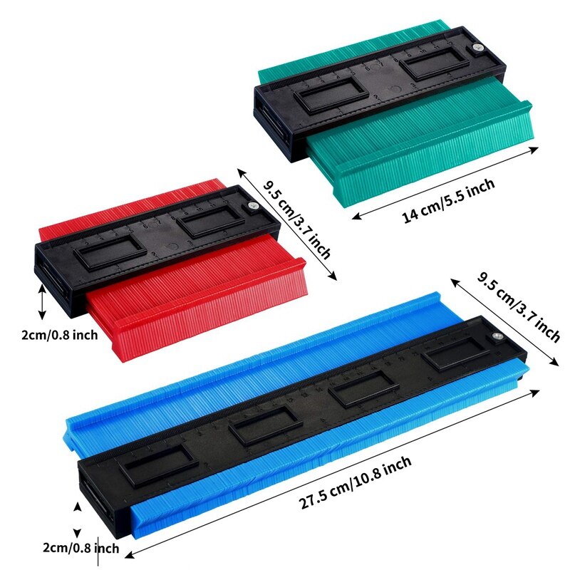 3 Pieces Contour Gauge Plastic Profile Gauge Multifunctional Shape Duplicator Edge Shaping Measure Ruler for Precise Measurement