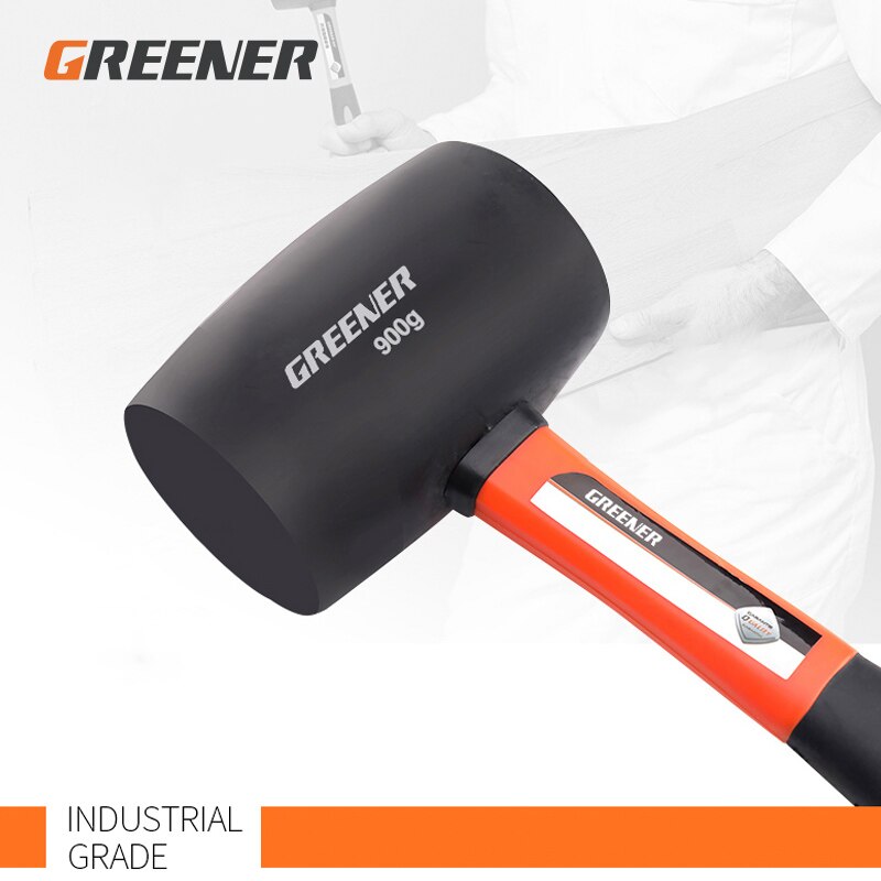 GREENER-martillo de goma pesado de 450G, 680G, 900G, para decoración de azulejos, martillo de montaje pequeño, martillo de golpeo de plástico, herramientas de mano