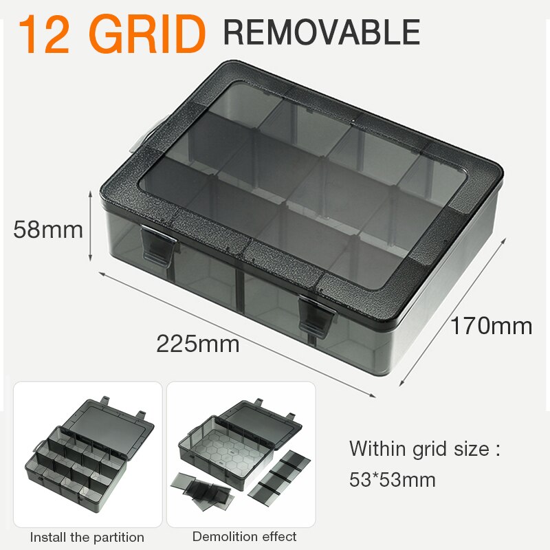 Removable Plastic Portable Parts Box Screw Storage Box Metal Parts Hardware Tool Screwdriver Auto Repair Tool Box: 12 GRID REMOVABLE