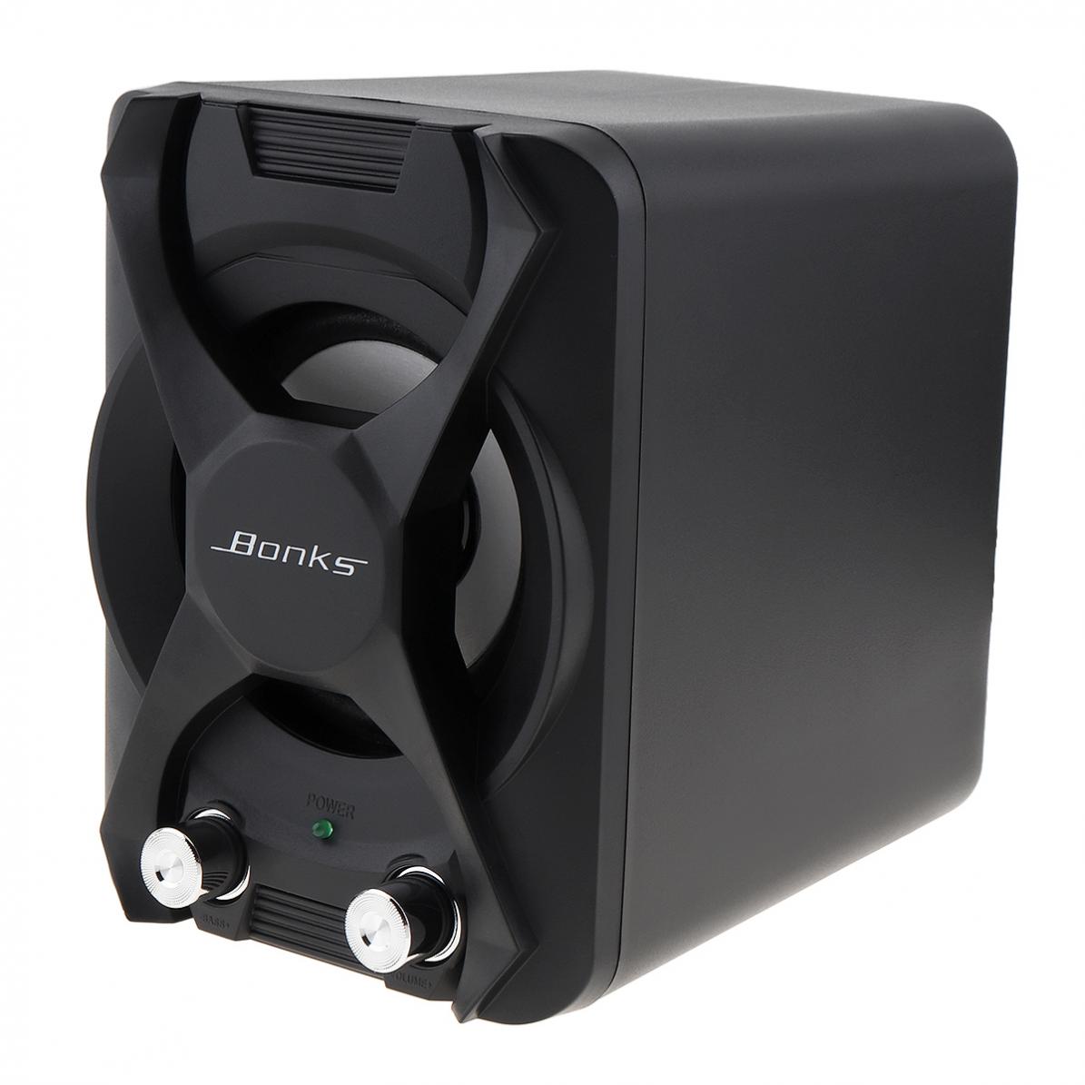 Bonks K2 Black Notebook Combination Subwoofer Speakers with Vigorous Bass Adjustment and Full-Frequency Volume Control Knob