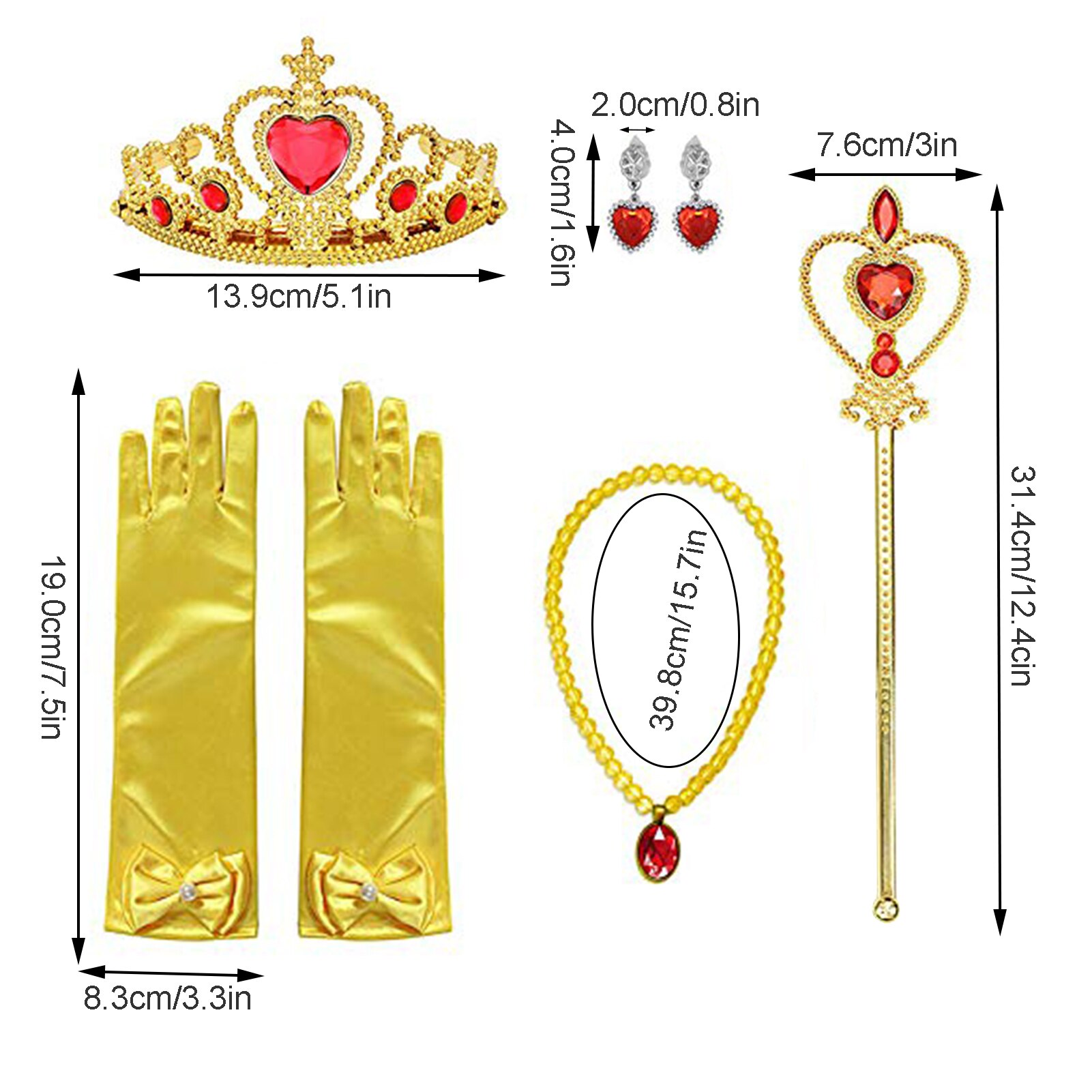 Prinses Dress Up Accessoriesprincess Dress Up Party Accessoires Prinses Kroon Handschoenen Wand Ketting Oorbellen Pretend Play Real