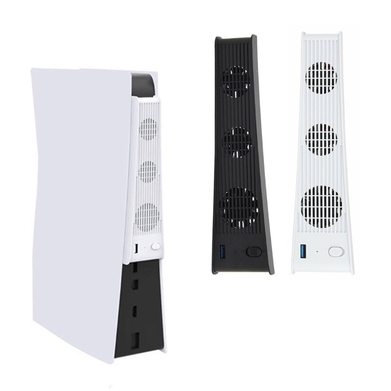 PS5 Vertical Stand with Cooling Fan & Dual Controller Charger Station