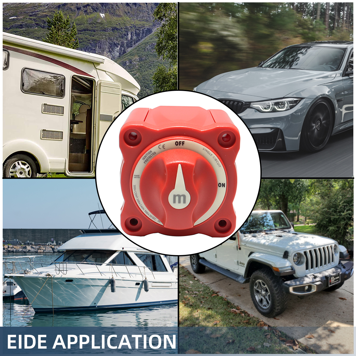 M Series Battery Disconnect Switch, 100A-300A Marine Single Circuit Battery Shut Off Switch, 48V Power Kill Switch Isolator