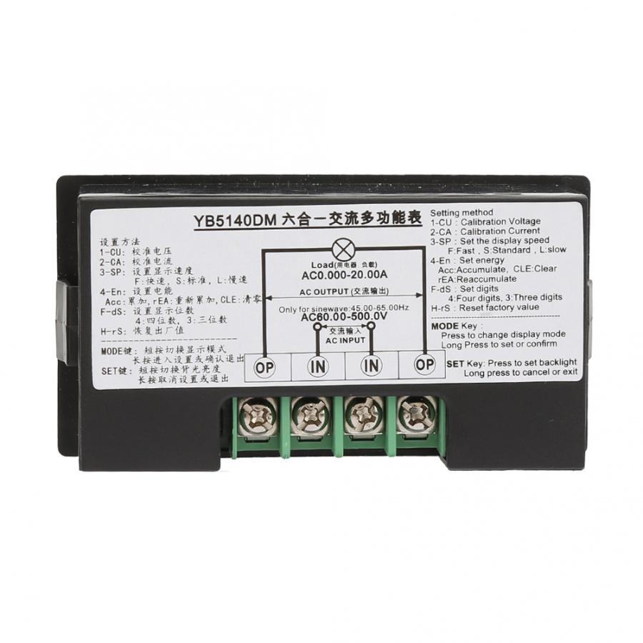 YB5140DM AC Voltmeter Multi Function AC Ampere Meter Voltmeter 0~20A Digital Display 60~500V