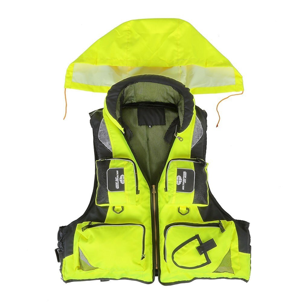 Lixada Adult Polyester Swimming Life Jacket Vest Fisihng Vest Drifting Boating Survival Fishing Safety Jacket Water Sports Wear: Green / L