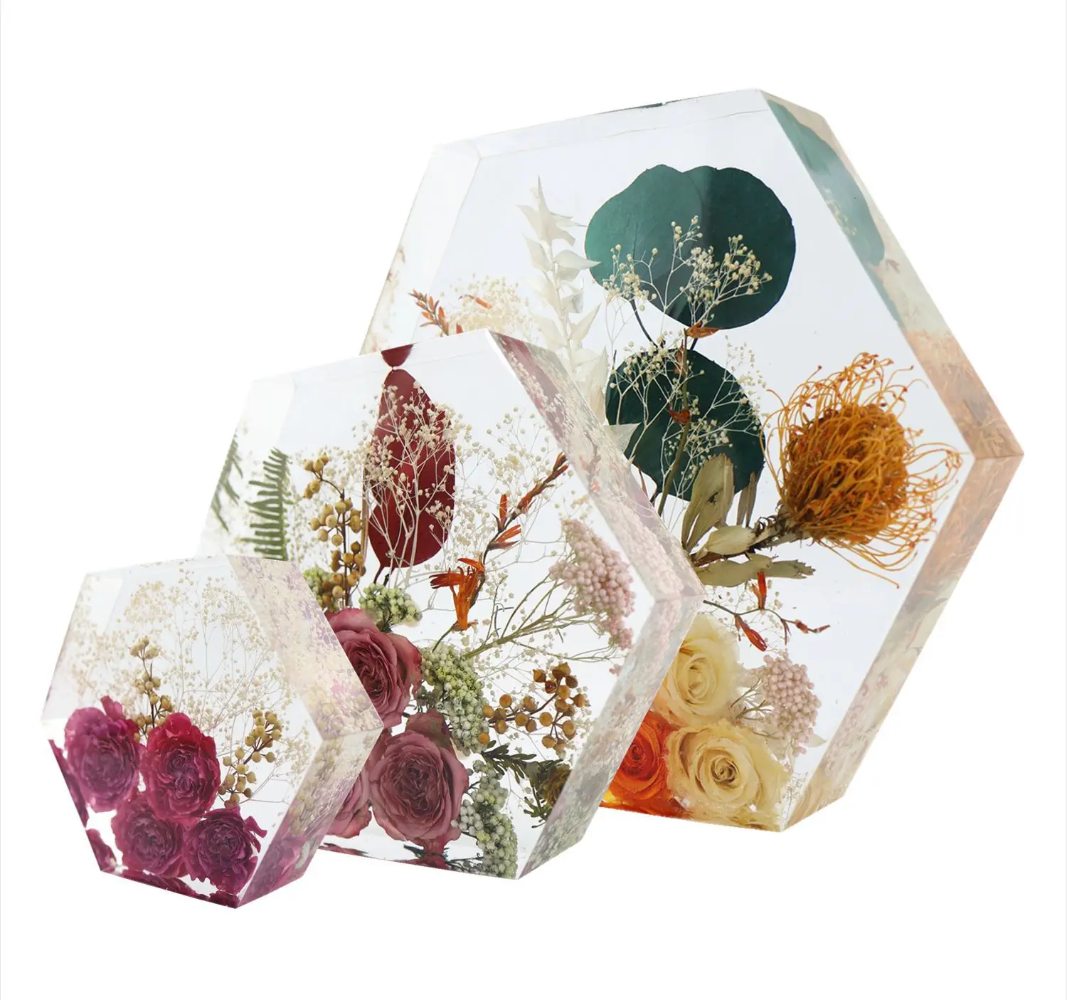 DIY Book Pillow Crystal Epoxy Resin Mold Various Sizes Large Geometry Hexagon Mirror Silicone Mould