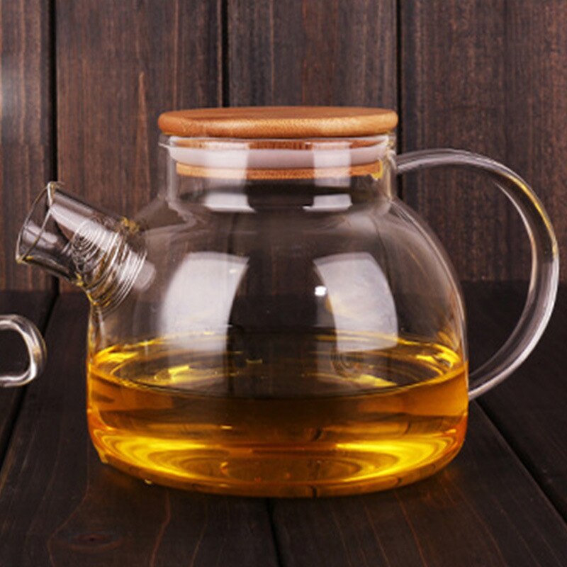 1L/1.8L Big Transparent Borosilicate Glass cup Teapot Heat-Resistant Large Clear Pot Flower Tea Set Puer Kettle Office Home Tool: 1L A