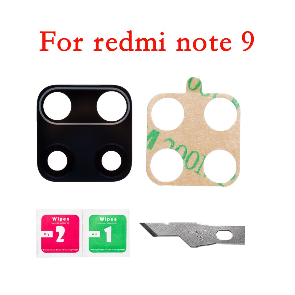 2pcs／lot Back Camera Lens Cover Replacement Parts For Xiaomi Redmi Note 9T Pro 9S 5G Rear Camera Glass Lens Cover With Tape: For Redmi Note 9