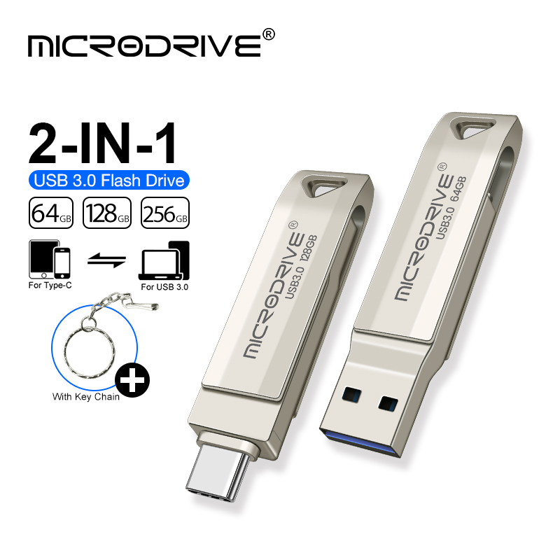 type-c Mini 2 IN 1 metal waterproof USB 3.0 flash drive for fast photo transfer Type-c 64GB 128GB 256GB Cle