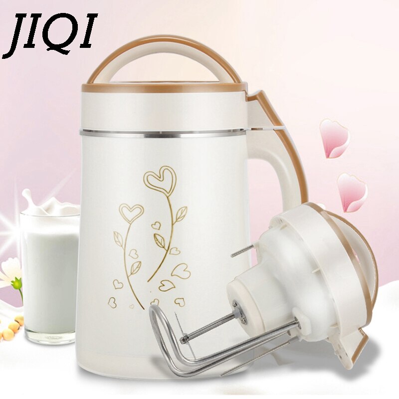 JIQI 2L Soymilk Machine Household Soyabean Milk Maker Stainless Steel Filter-free Heating Soy Beans Milk Juicer Grain Grinding