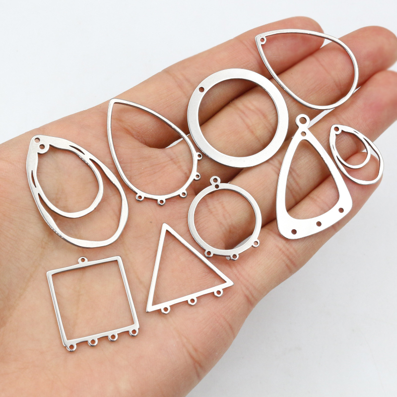 10pcs/lot 316 Stainless Steel Charms Geometry Metal Stamping Blanks DIY Porous Connector Pendant Necklace Earring Accessories