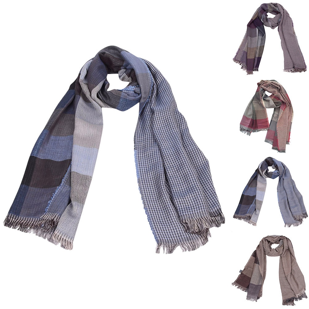 autumn winter Men Tartan Scarf Wrap Plaid Cozy Tassel Shawl Warm Wrap Shawl Blanket Scarf foulard #926