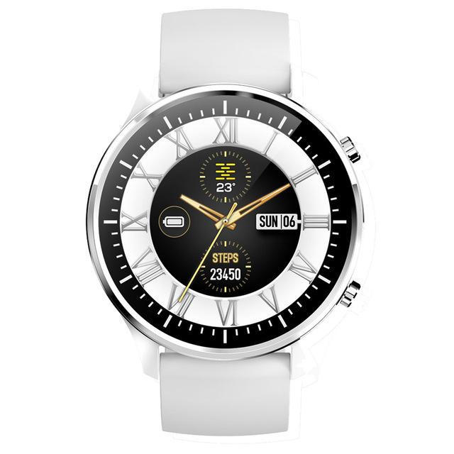 G21 Smart Watch Women DIY Watch Faces IP68 Waterproof Clock Fitness Tracker Heart Rate Monitor 1.28 inch Full Touch Round Screen: silicone White