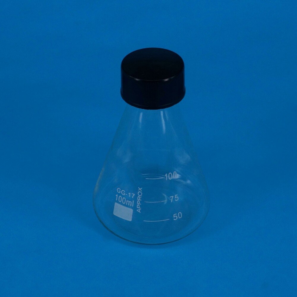 Glass 100ml Conical Erlenmeyer Narrow Mouth Screw Cap Flask Lab Glassware
