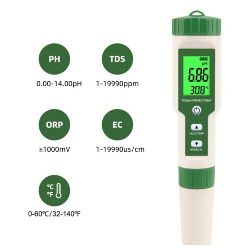 EZ-9910 PH/TDS/EC/ORP/Temperature Meter PH Meter Digital Water Monitor Tester for Water