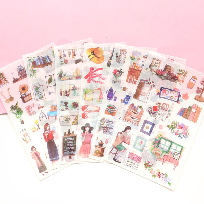 6 Sheets/pack Girls Daily Label Stickers Decorative Stationery Stickers Scrapbooking Diy Diary Album Stick Label