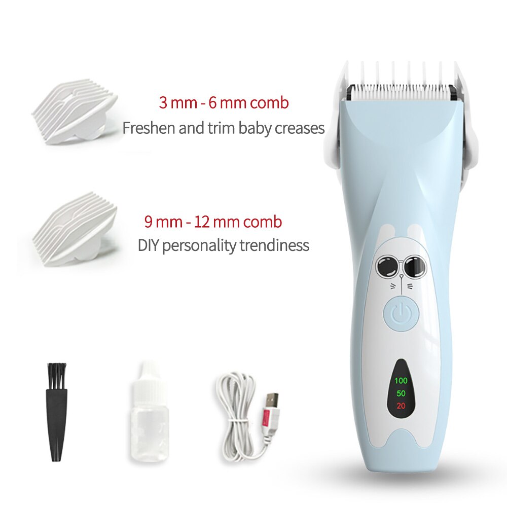 Cortadora de pelo a prueba de agua para niños, máquina eléctrica de corte silencioso, afeitadora de succión para corte de pelo, cuidado del bebé