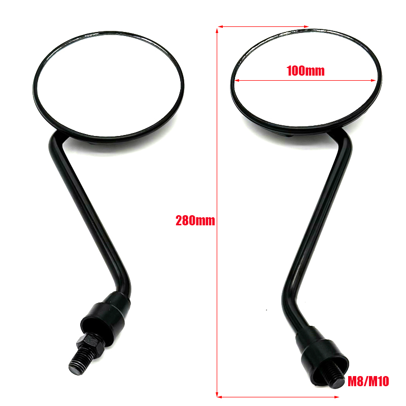 1 paar Universele Motorfiets Afgeronde Side Achteruitkijkspiegel Motor E-bike Scooter 10mm 8mm Achteruitkijkspiegels
