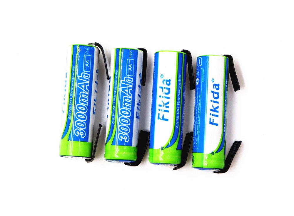 100% 1.2V AA Rechargeable battery 3000mAh AA NI-MH cell pack with tabs pins for Braun electric shaver toothbrush+ DIY Nickel