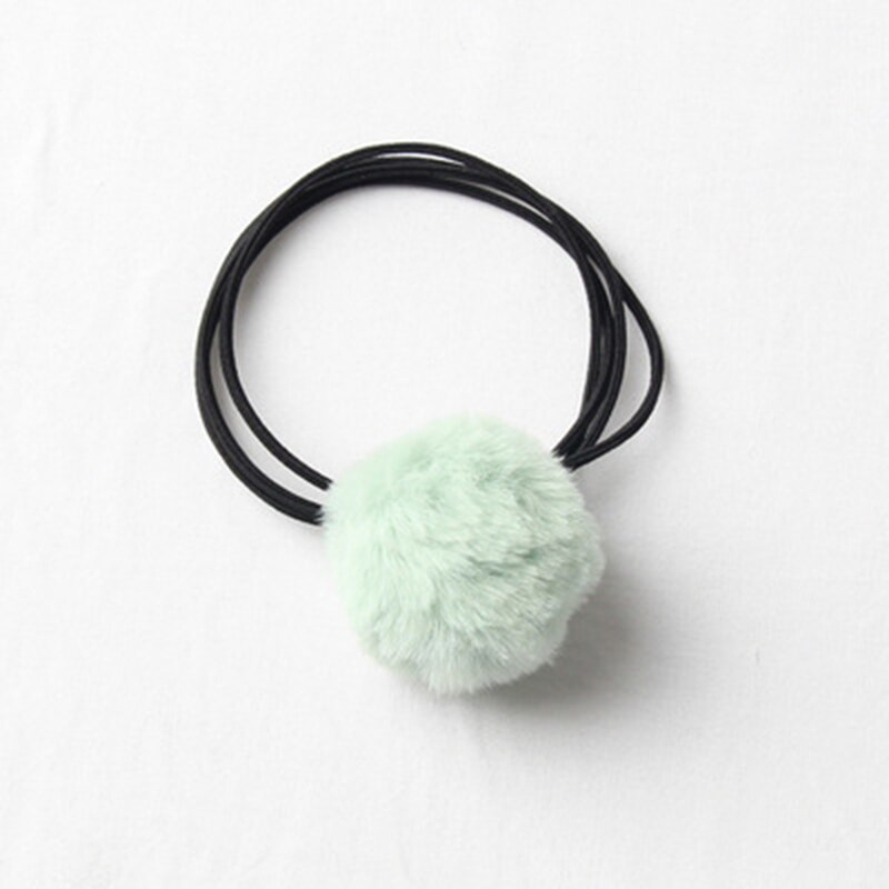Babymeisjes schattige pompon elastiekjes haarbandjes bal roze scrunchie kinderen mooie nepbont rubberen band haaraccessoires: Lichtgroen
