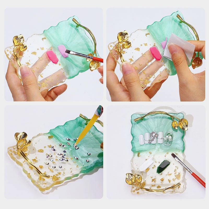 1pcs Paint Palette Resin Agate Stone Nail Art Color Gel Polish Pallet Nail Display Board Showing Shelf Manicure Tool