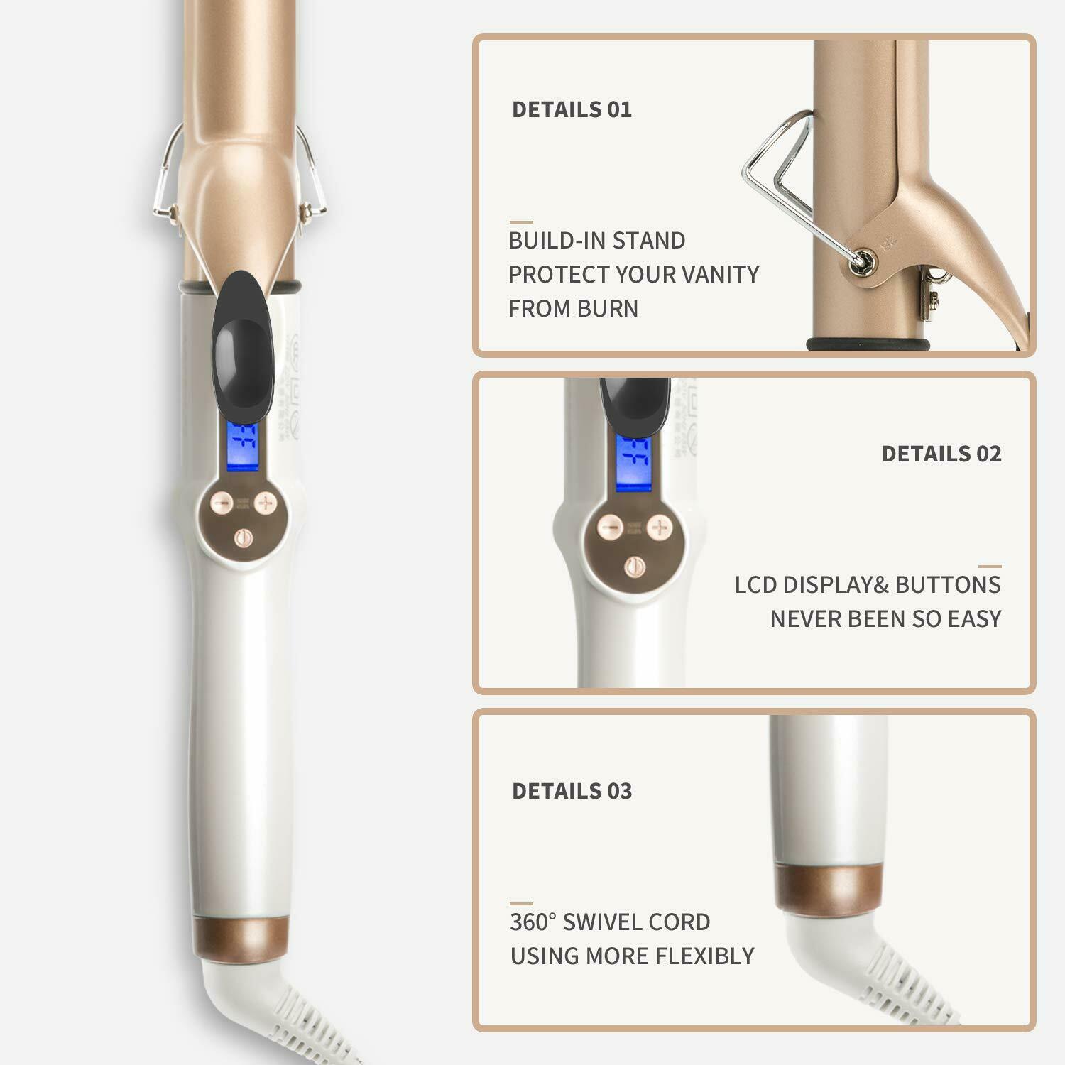 Real Elektrische Professionele Keramische Haar Krultang Lcd Krultang Roller Krullen Wand Waver Mode Styling Tools