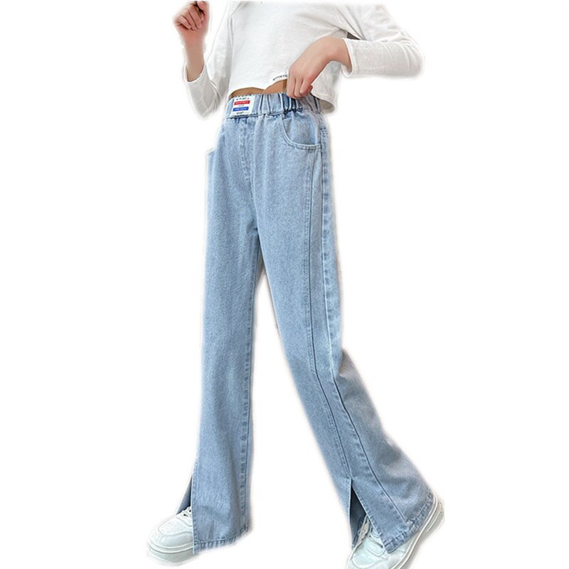 Pantalones vaqueros anchos para niña, ropa informal para niño, 5, 6, 8, 10, 12, 14 años, 2022