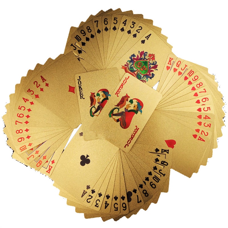 Gouden Speelkaarten Dek goudfolie poker set Magic card 24K Goud Plastic folie poker Duurzaam Waterdicht Kaarten magie