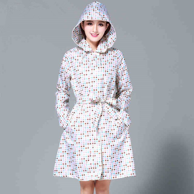 Chubasquero largo con cinturón para mujer, – Grandado