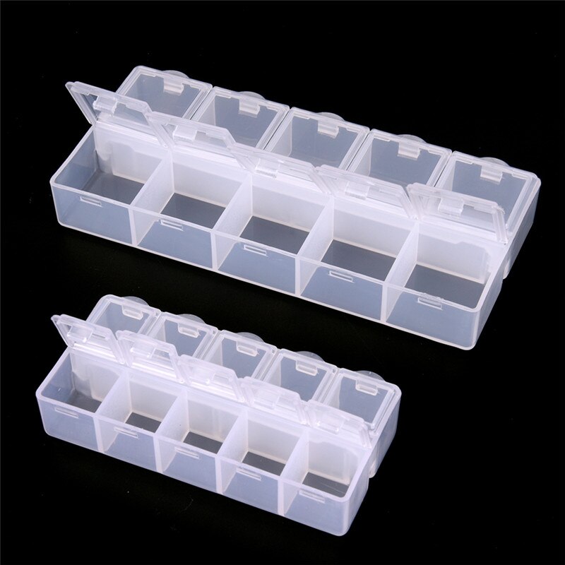 Pilulier Transparent Portable 10 Cases, 1 unité, boîte à médicaments hebdomadaire, 2 tailles, étui de voyage