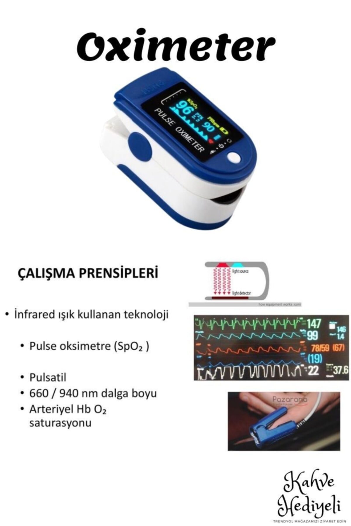 Oximetre with Heart Rate Blood Oxygen Information Blood Oxygen Measuring Instrument