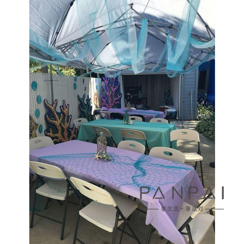 Nautische Mermaid Thema Verjaardagsfeestje Visnetten met Zee Schelpen Metalen Ballonnen Achtergrond Muur Opknoping Decoratie Benodigdheden