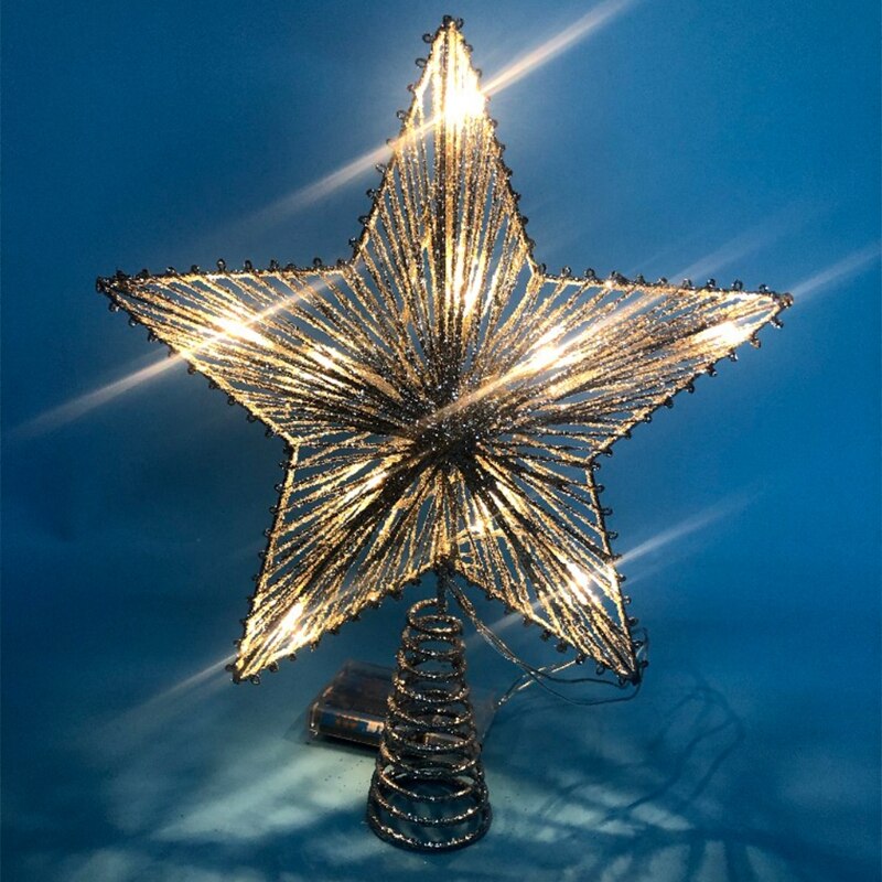 Juletræ ledet stjerne træ topper batteridrevet dekoration på træetop hængende  x4ye: C