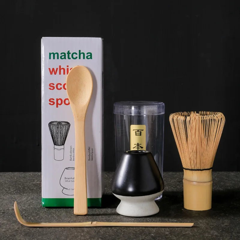 4Pcs Maccha Blender Pak Handgemaakte Bamboe Blender Theelepels Agitator Ondersteuning Japanse Matcha Blender Past Japanse Thee Set: Licht Geel