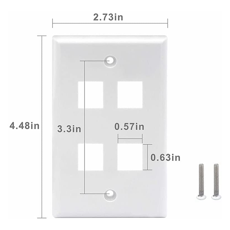 4 Port Keystone Wall Plate (10-Pack), Single Gang Wall Plates For RJ45 Keystone Jack And Modular Inserts,White