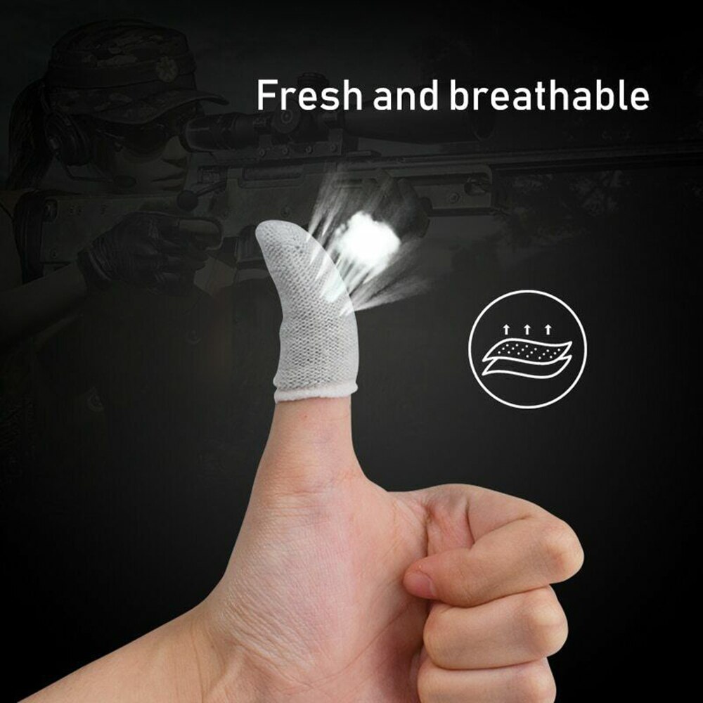 Funda de nailon para control de juegos, protector de dedos transpirable, resistente al sudor, para dedos, antiarañazos, sensible al tacto para Móvil, 1 par