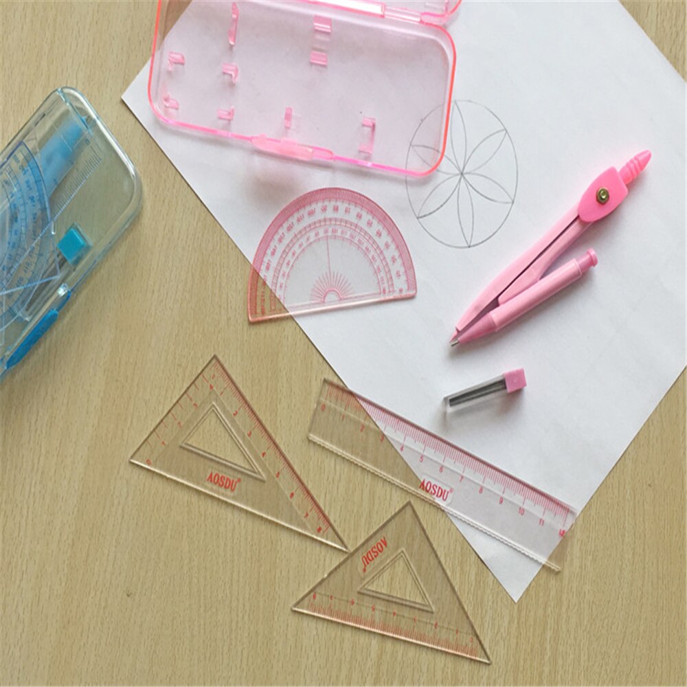 3Pcs Student Multi-Function Learning Exam Geometry Drawing Ruler Metal Compasses Stationery 7 Sets Of Math Test Measuring Tools