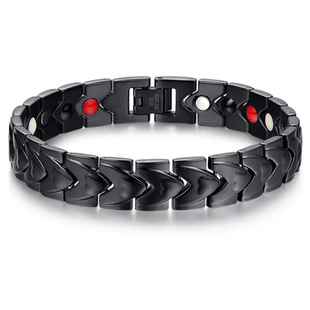 Punk Sieraden Mannen Zwart Titanium Staal Magnetische Armbanden Polsband 12 Mm Breed 8.46"