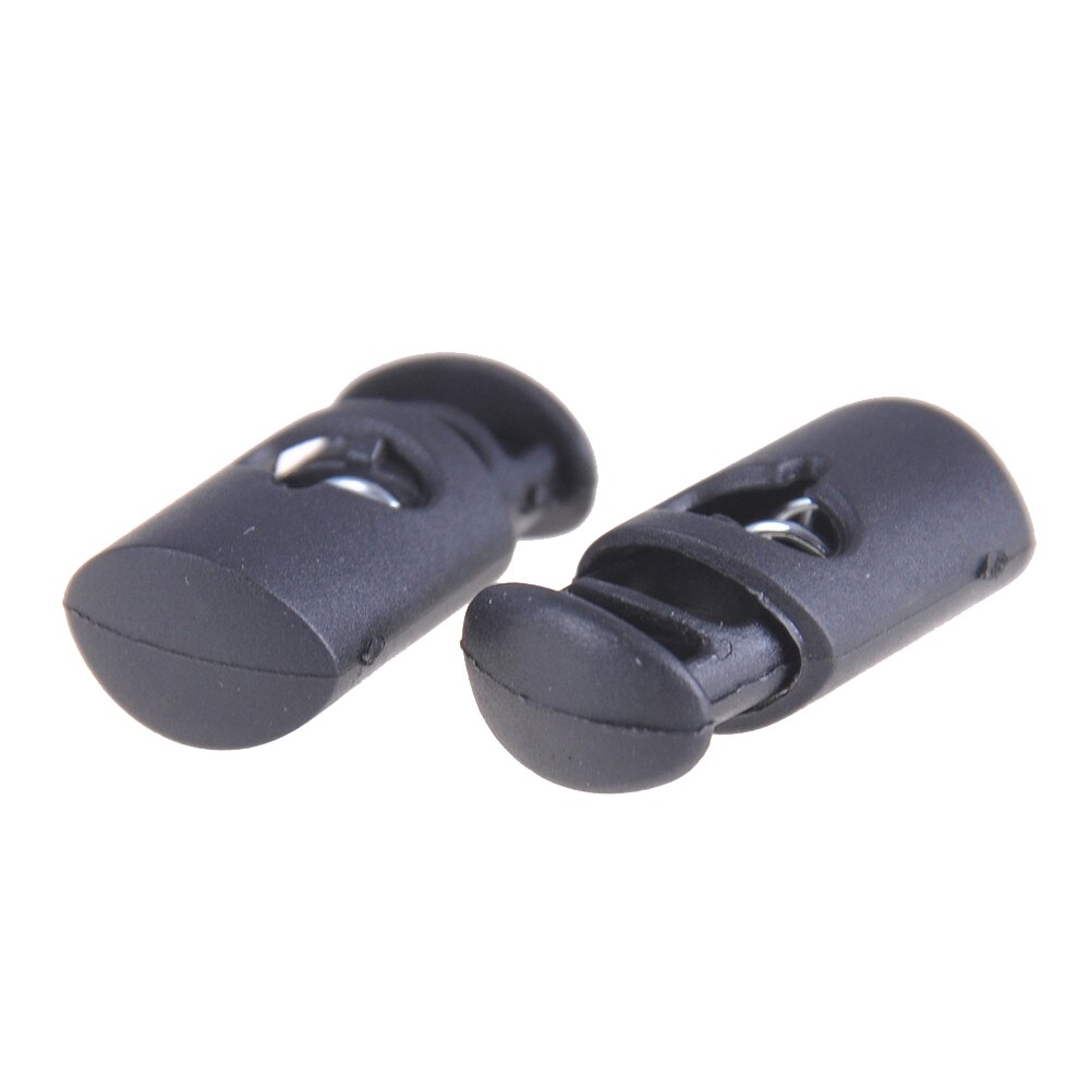 10 Stuks Plastic Toggle Lente Sluiting Stop Trekkoord Touw Koord Slot Voor Lanyard Bagage Kleding Rugzak Tent Singel Gat Zwart