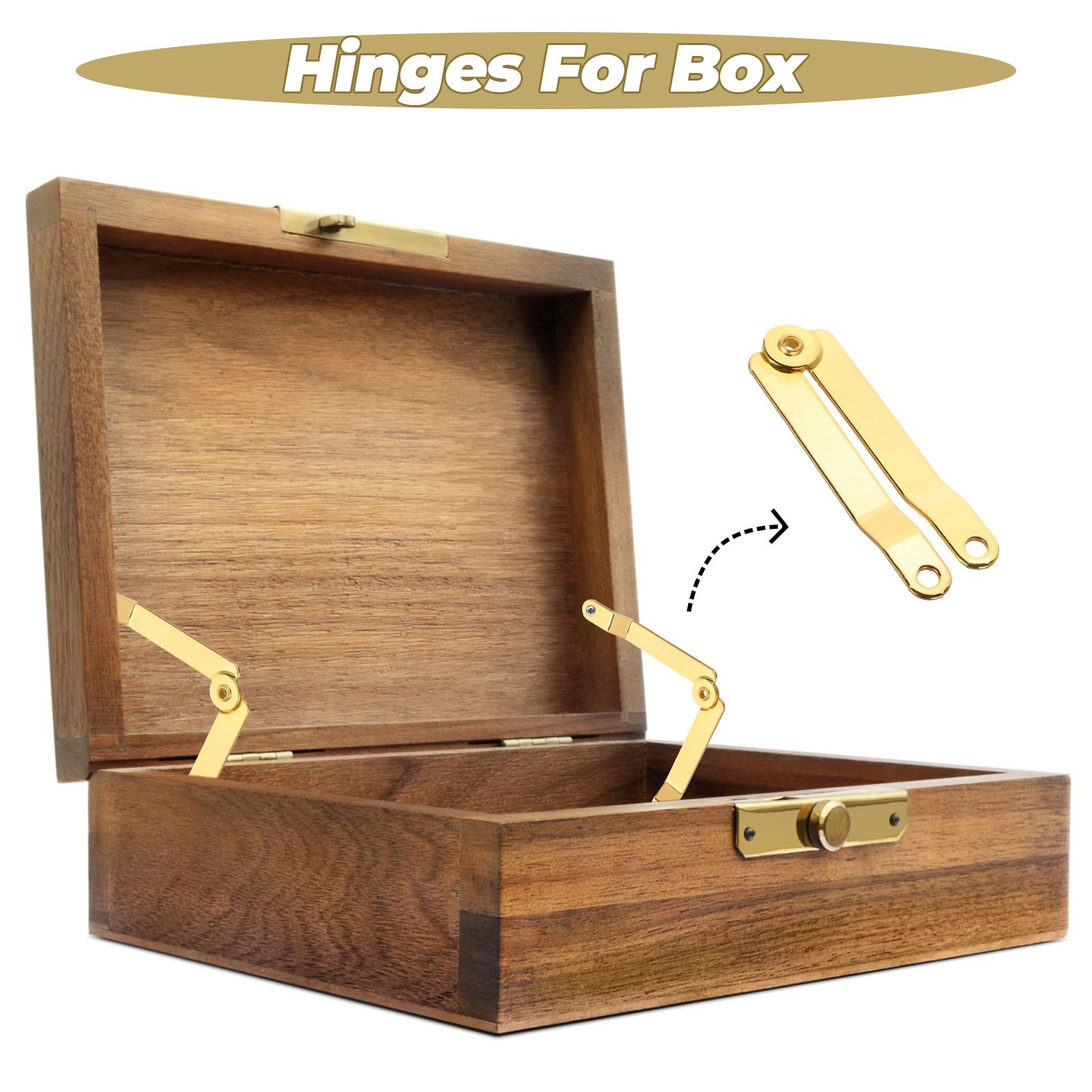 Bisagras para cajas de madera, tapa de soporte de , bisagra de caída en el pecho, caja de joyería de juguete de hierro con bloqueo, bisagras de caja de madera, 6 uds.