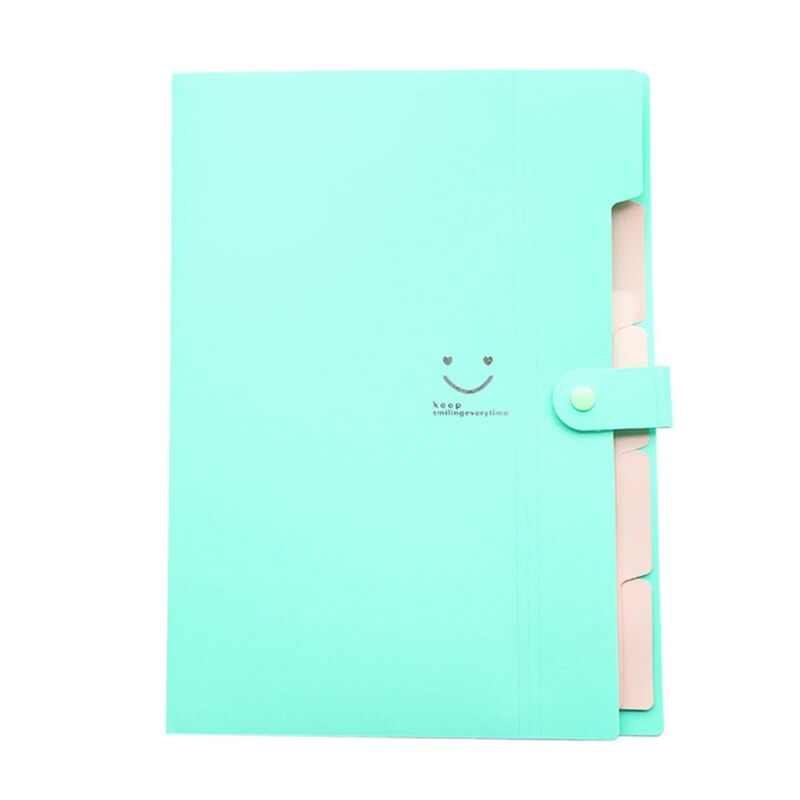 2022 Handheld 5 Pockets File Folder Expandable File Organizer School Office Supplies: Light green