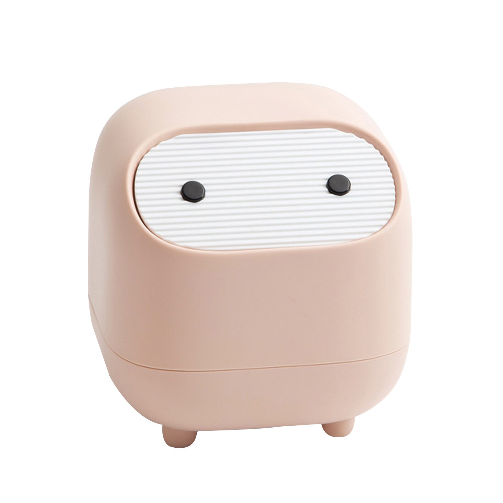 Mini Desktop Prullenbak Auto Opslag Emmer Met Deksel Huis Vuilnisbak Double-Layer Push-Type Vuilnisbak kantoor Pompen Tissue Doos: Pink